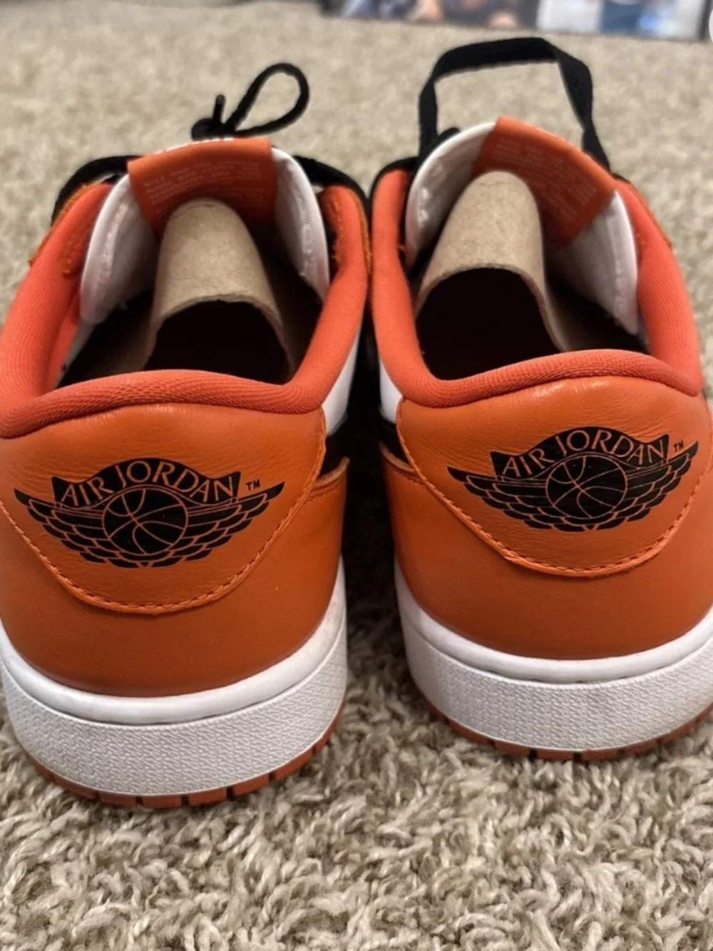 Nike Air Jordan Style Low-Top Sneakers - White / Orange / Black Sz 4.5Y Youth